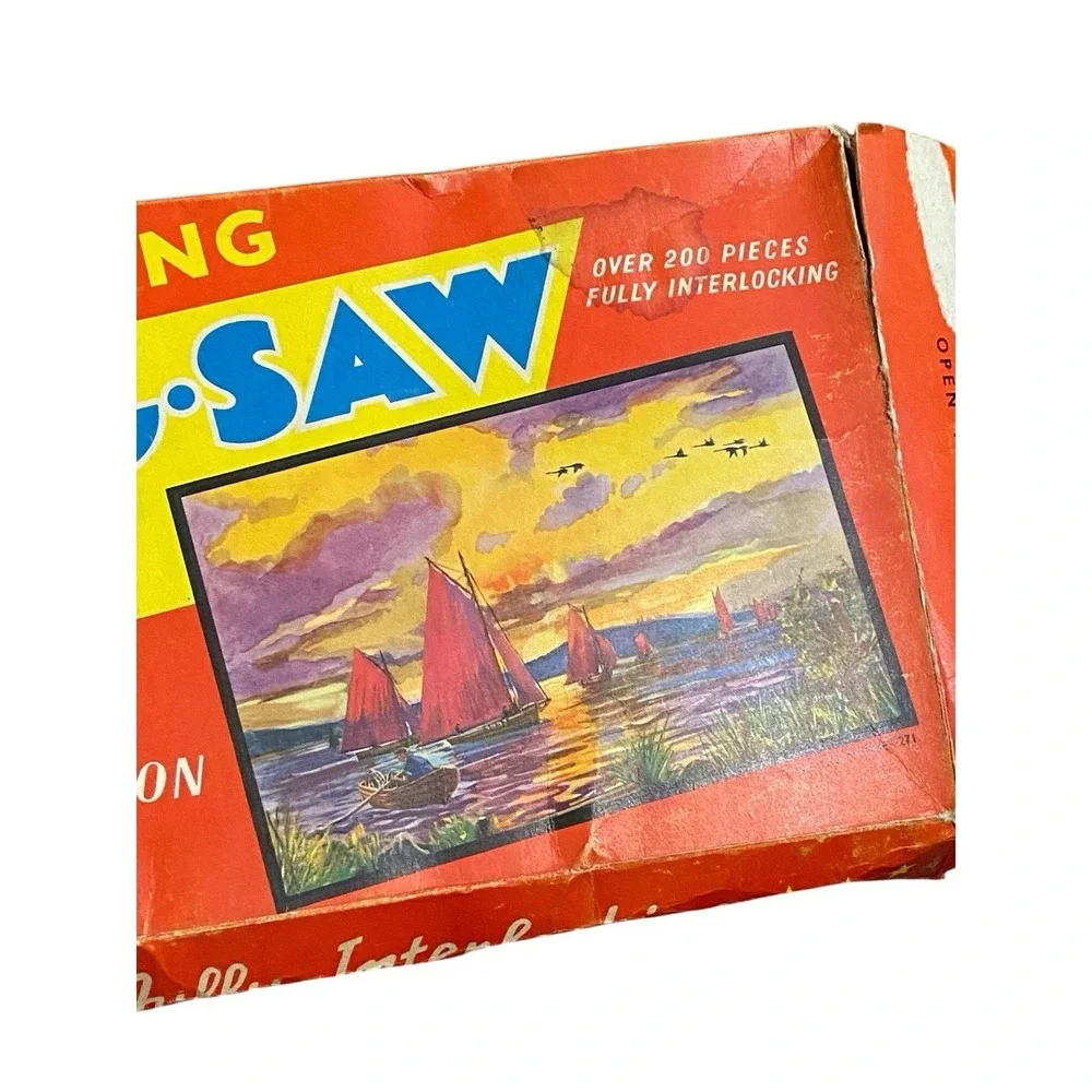 Vintage Waddington Giant Jig-Saw Puzzle Lot 439 Pc Viking Jig-Saw 1930s 4x